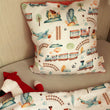 Charger l'image dans la galerie, Housse de coussin enfants bi-matière Train Les Fantaisies de Malou