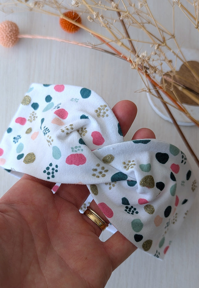 Bandeau noeud bébé Confettis blanc Les Fantaisies de Malou