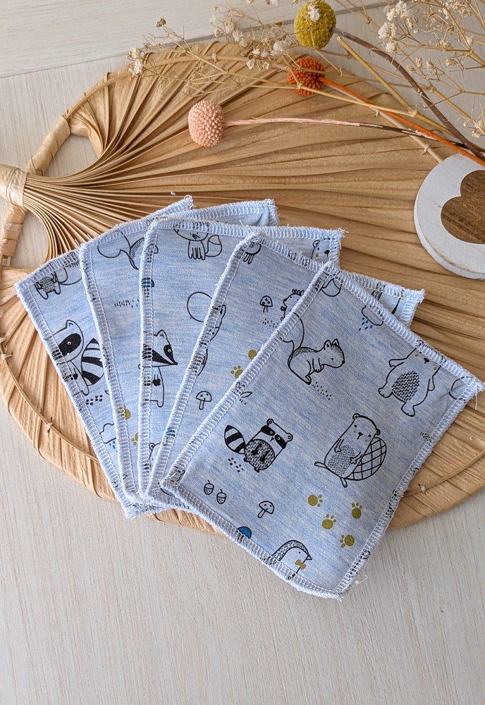 Lot de 5 débarbouillettes lavables Animaux forêt Les Fantaisies de Malou