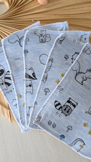 Lot de 5 débarbouillettes lavables Animaux forêt Les Fantaisies de Malou