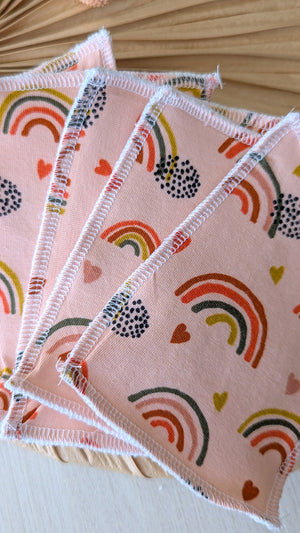 Lot de 5 débarbouillettes lavables Arc-en-ciel Les Fantaisies de Malou