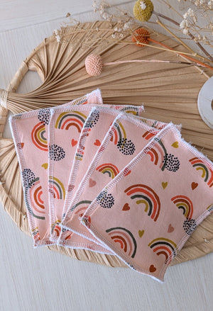 Lot de 5 débarbouillettes lavables Arc-en-ciel Les Fantaisies de Malou