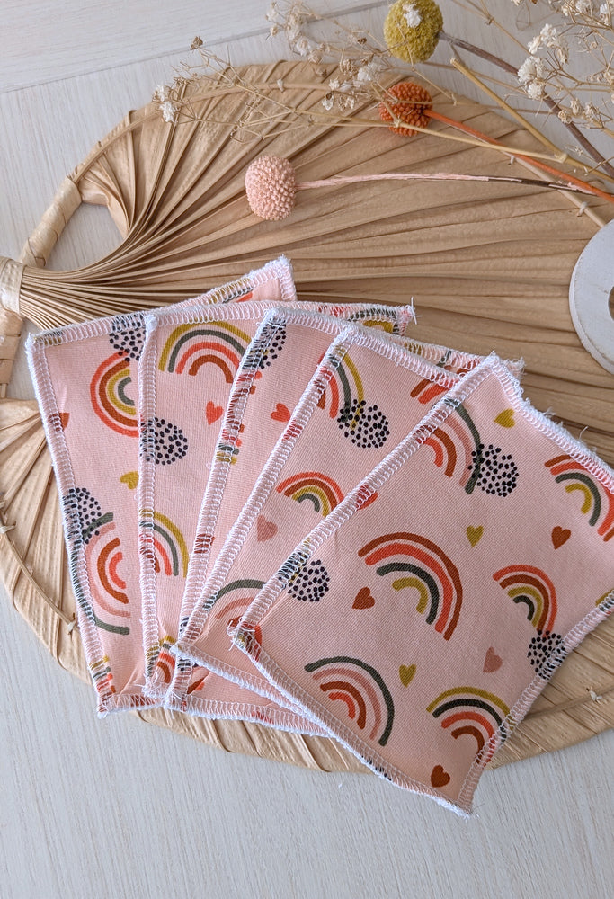 Lot de 5 débarbouillettes lavables Arc-en-ciel Les Fantaisies de Malou