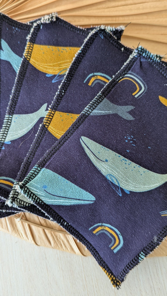 Lot de 5 débarbouillettes lavables Baleine Les Fantaisies de Malou