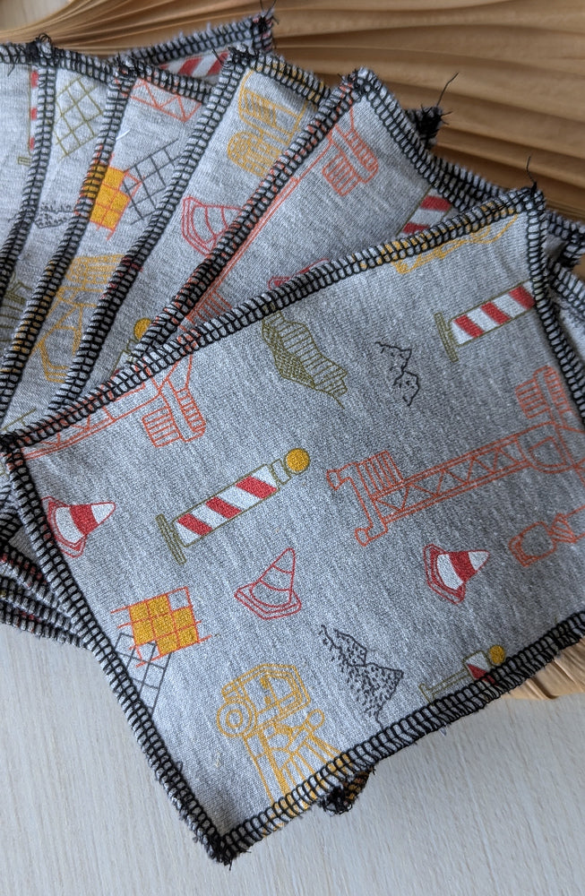 Lot de 4 débarbouillettes lavables Chantier Les Fantaisies de Malou