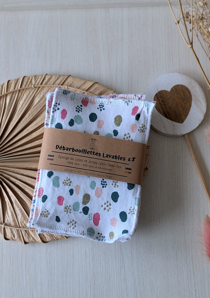 Lot de 5 débarbouillettes lavables Fille Les Fantaisies de Malou
