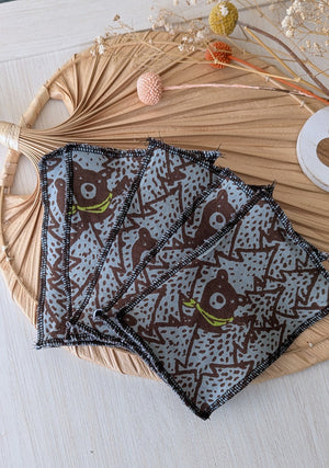 Lot de 5 débarbouillettes lavables Hidden Bear Les Fantaisies de Malou