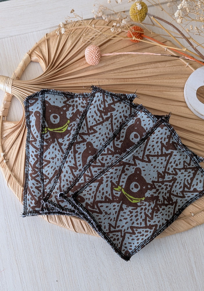 Lot de 5 débarbouillettes lavables Hidden Bear Les Fantaisies de Malou