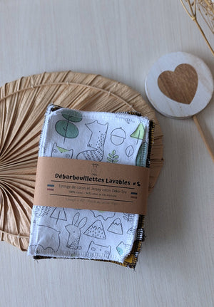 Lot de 5 débarbouillettes lavables Ourson Les Fantaisies de Malou
