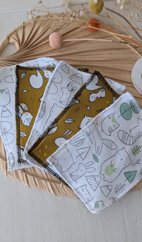 Lot de 5 débarbouillettes lavables Ourson Les Fantaisies de Malou