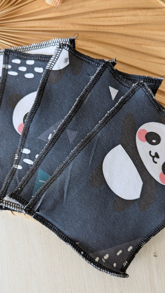 Lot de 5 débarbouillettes lavables Panda Les Fantaisies de Malou