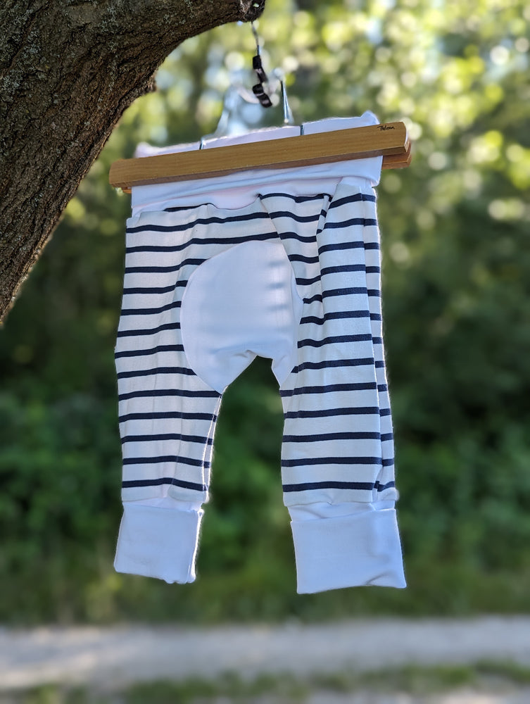 Pantalon évolutif bébé Marinière marine (unisexe) Les Fantaisies de Malou