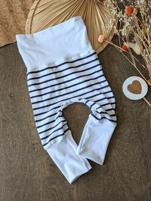 Pantalon évolutif bébé Marinière marine (unisexe) Les Fantaisies de Malou