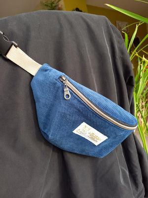 Sac banane Velour bleu Les Fantaisies de Malou