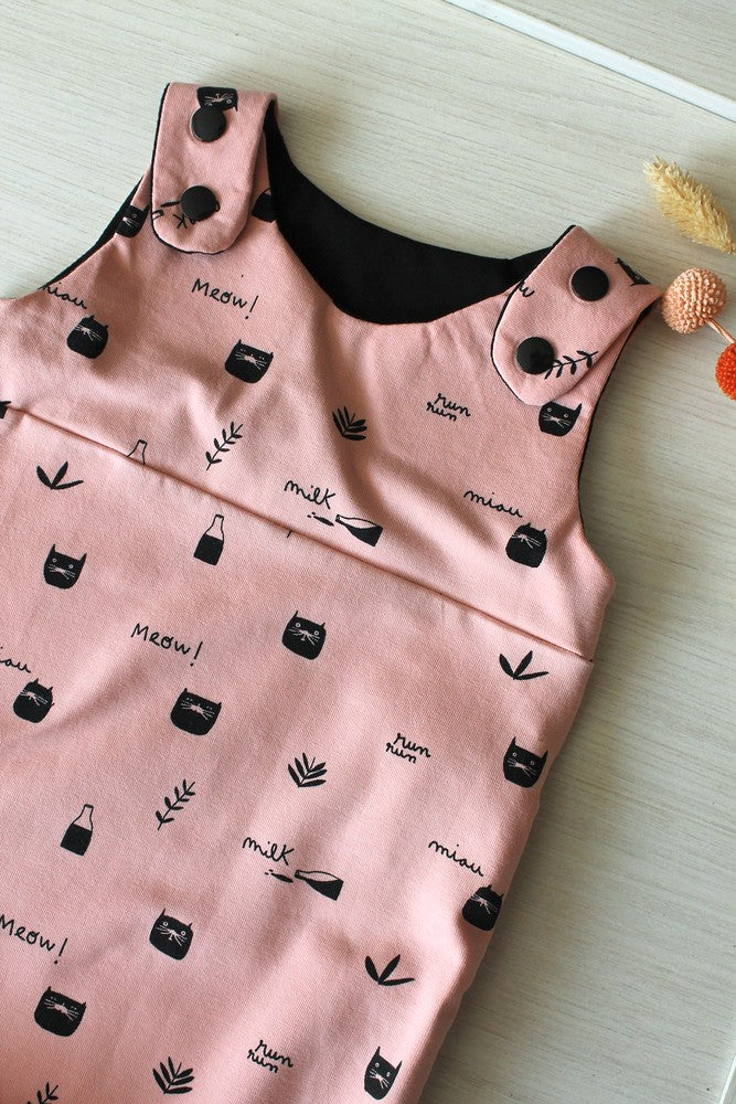 Salopette évolutif été bébé Chat, taille 3M-1an Les Fantaisies de Malou