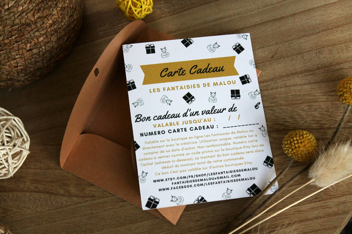 Carte Cadeau à expédier Les Fantaisies de Malou