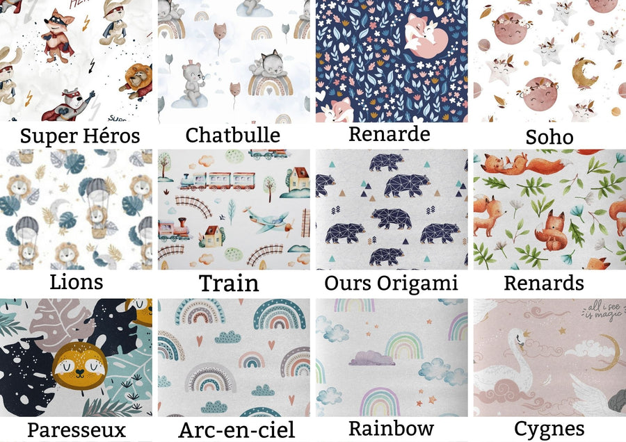 Housse de coussin enfants bi-matière, plusieurs motifs Les Fantaisies de Malou