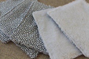 Lingettes lavables coton Bio Pois Noir, panier réversible Les Fantaisies de Malou