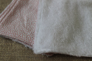 Lingettes lavables coton Bio Pois Rose, panier réversible Les Fantaisies de Malou