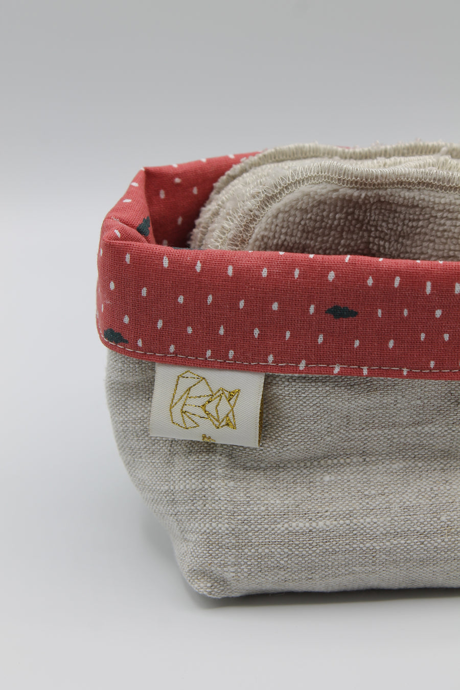Lingettes lavables double-face OekoTex, panier cuivre Les Fantaisies de Malou