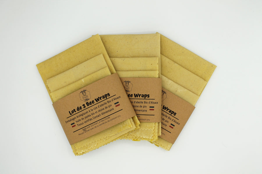 Lot de 3 Bee Wrap Bio, coton certifié alimentaire Les Fantaisies de Malou