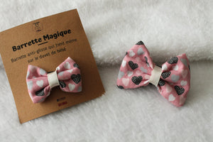 Barrette magique Noeud Coeur Rose Les Fantaisies de Malou