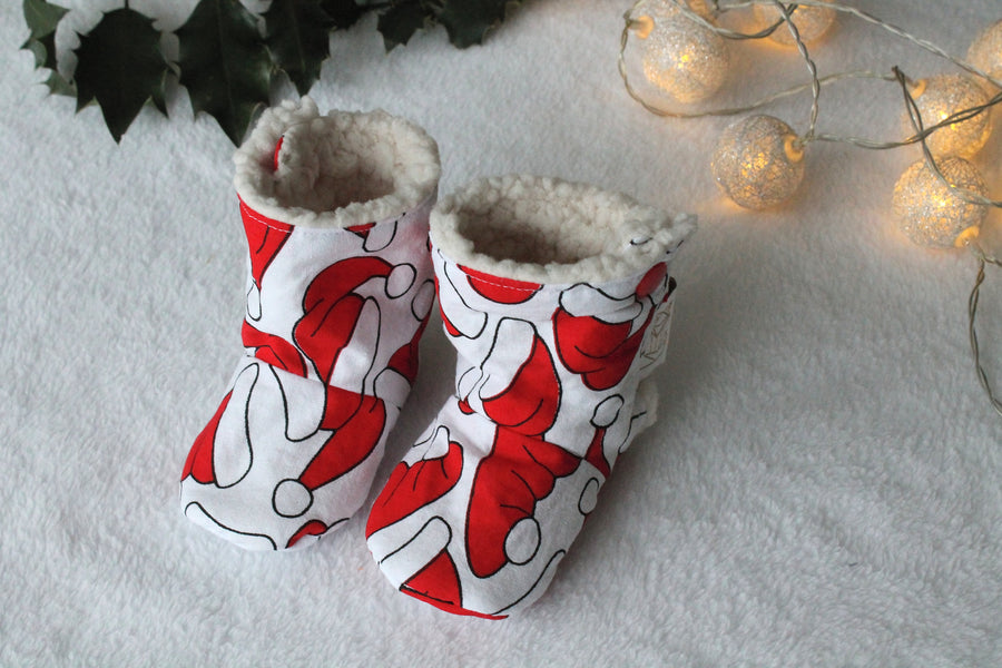 Bottines souples Bottes de Noël (chaussons montants fourrés), bébé, enfant et adulte Les Fantaisies de Malou
