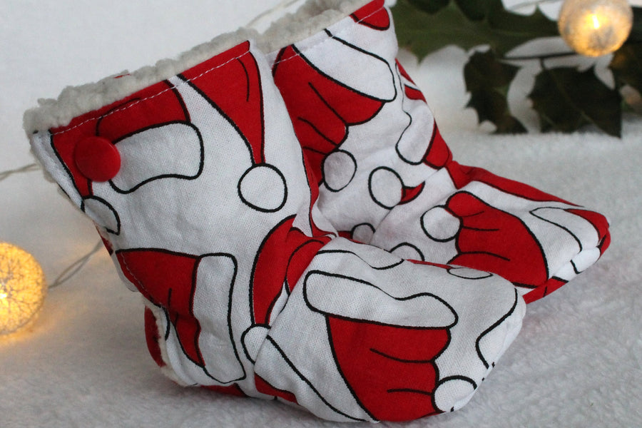 Bottines souples Bottes de Noël (chaussons montants fourrés), bébé, enfant et adulte Les Fantaisies de Malou