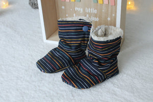 Bottines souples Stripes (chaussons montants fourrés), bébé, enfant et adulte Les Fantaisies de Malou