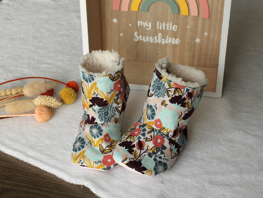 Bottines souples Garden (chaussons montants fourrés), bébé, enfant Les Fantaisies de Malou