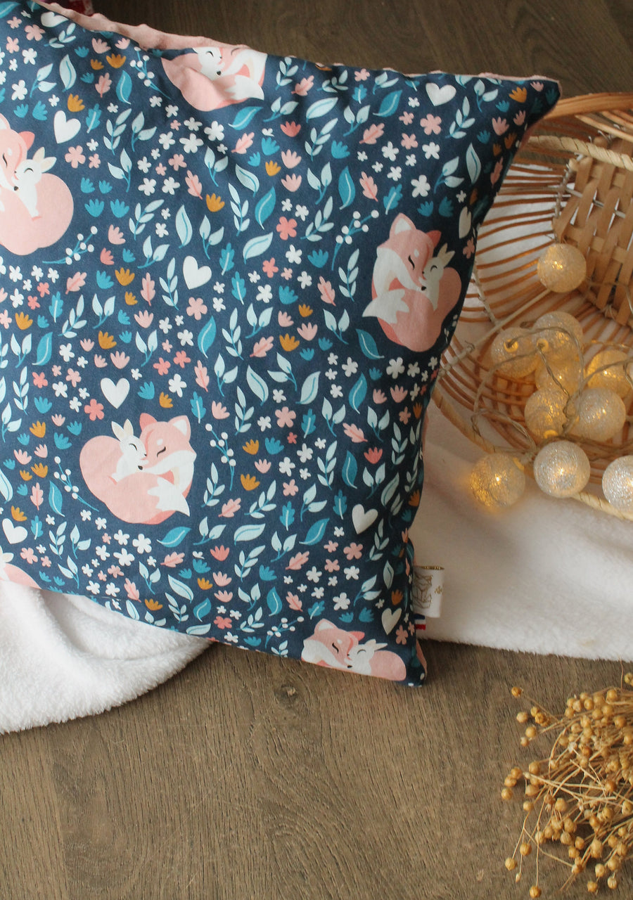 Housse de coussin enfants bi-matière Renarde Les Fantaisies de Malou