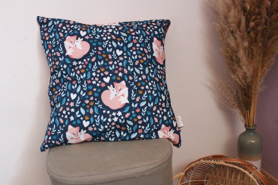 Housse de coussin enfants bi-matière Renarde Les Fantaisies de Malou
