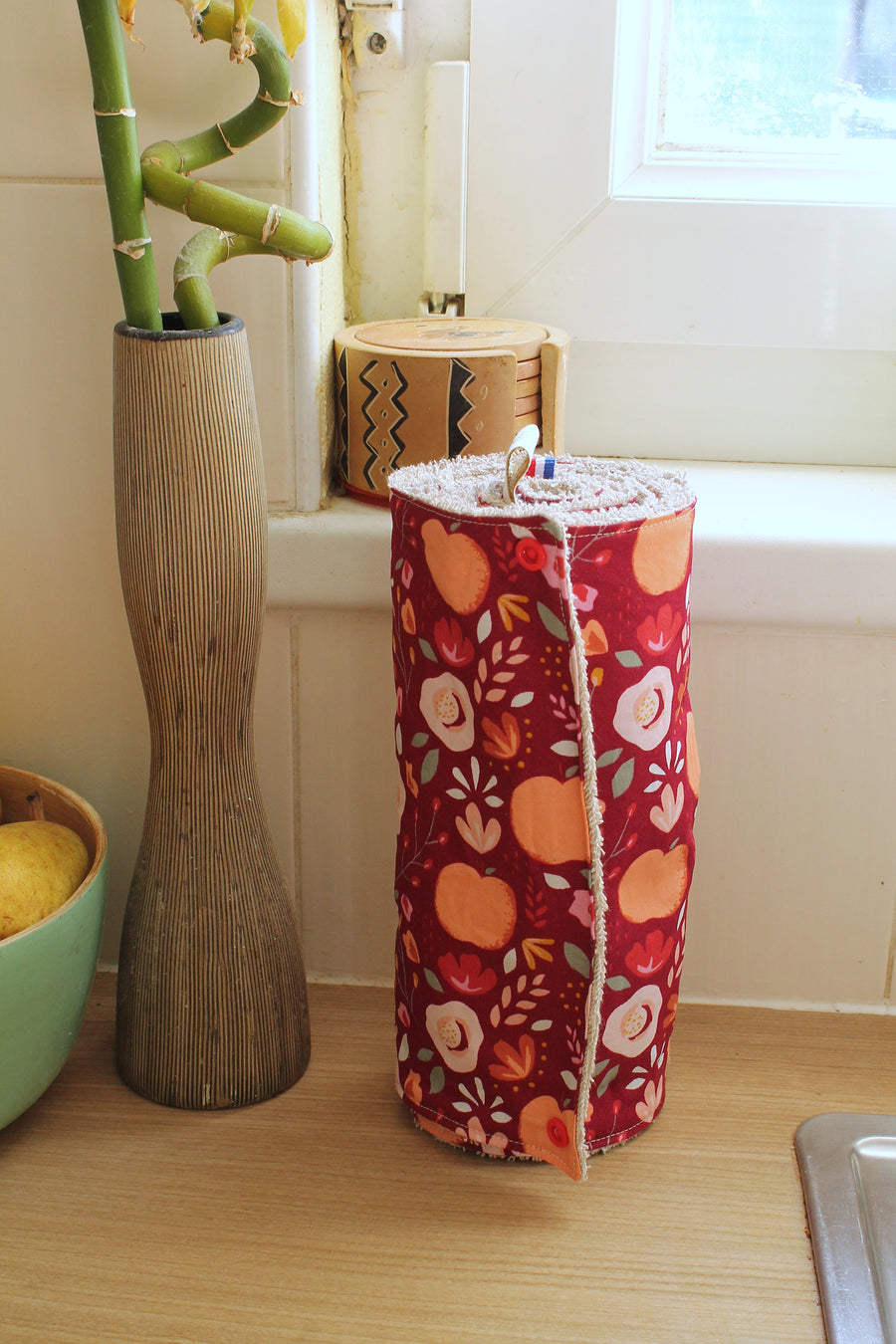 Essuie-tout lavable Pommes rouges 6 feuilles – Les Fantaisies de Malou