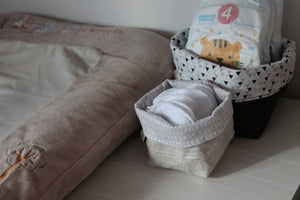 Lingettes lavables double-face OekoTex, panier gris Les Fantaisies de Malou