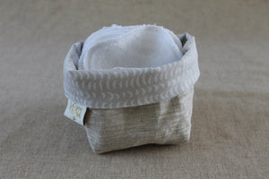 Lingettes lavables double-face OekoTex, panier gris Les Fantaisies de Malou