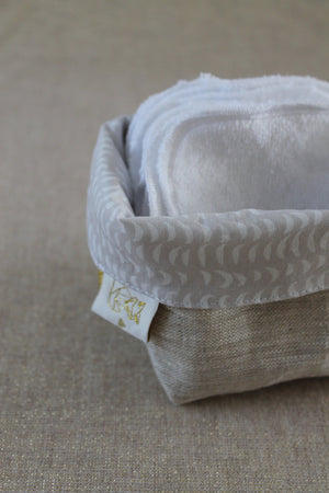 Lingettes lavables double-face OekoTex, panier gris Les Fantaisies de Malou