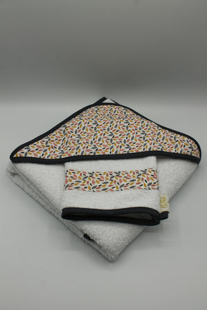 Sortie de bain bébé + gant de toilette Mille Feuille Les Fantaisies de Malou