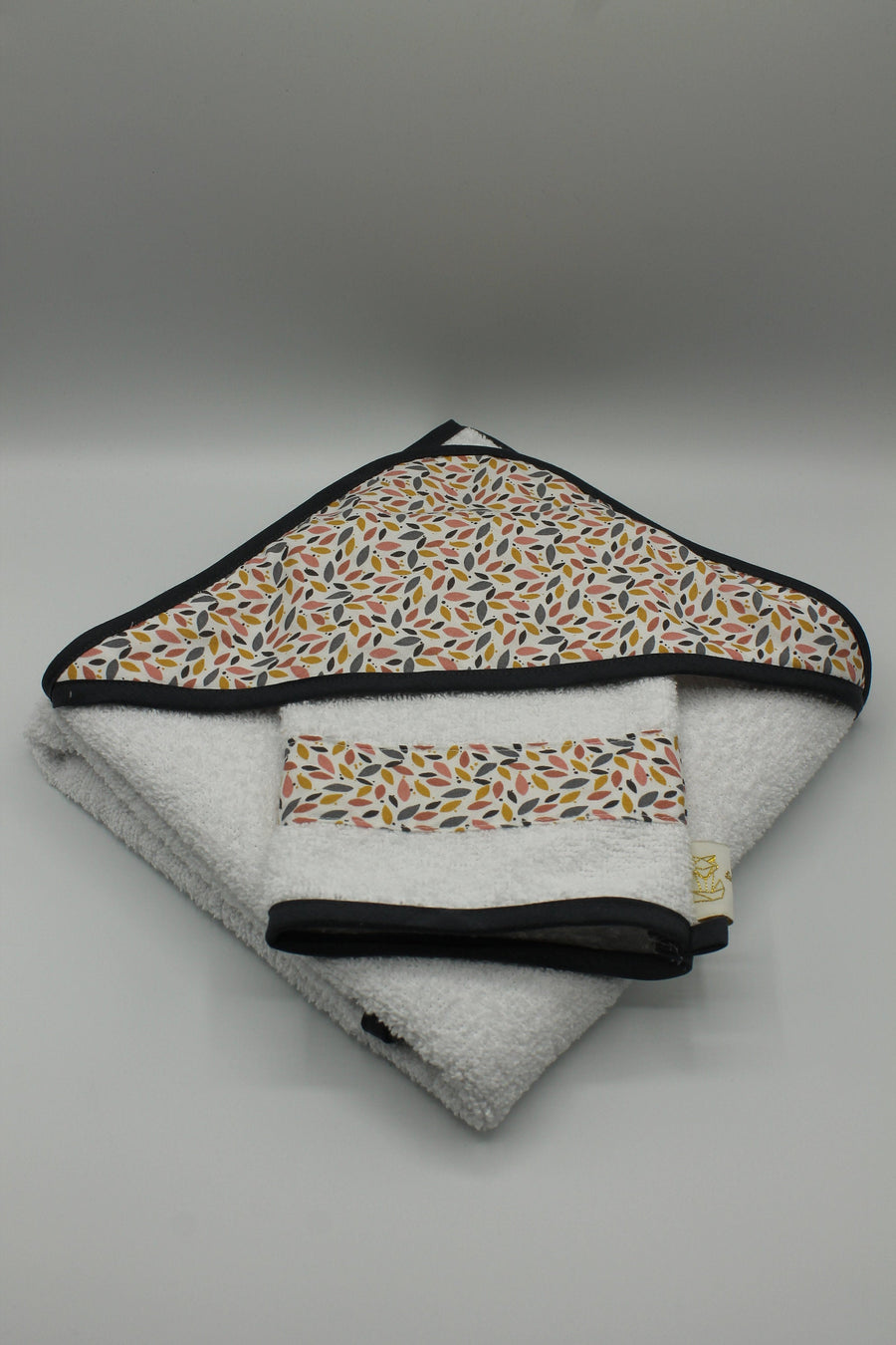 Sortie de bain bébé + gant de toilette Mille Feuille Les Fantaisies de Malou