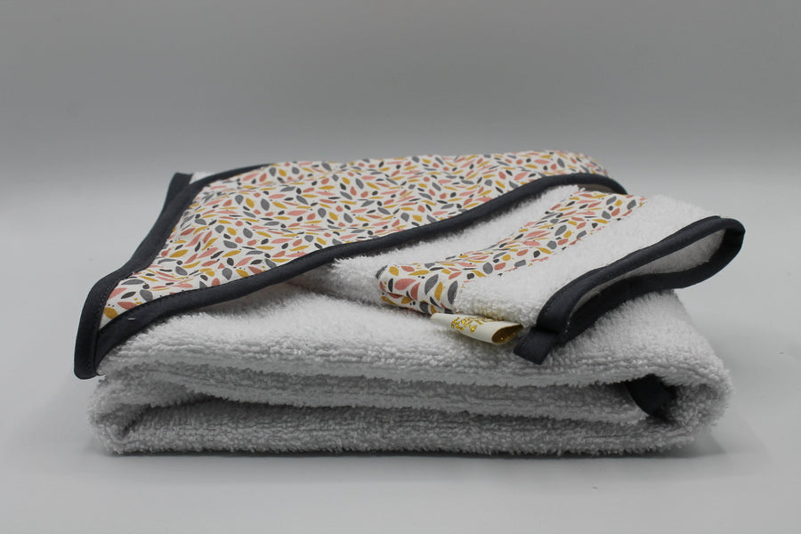 Sortie de bain bébé + gant de toilette Mille Feuille Les Fantaisies de Malou