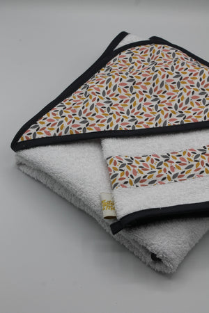 Sortie de bain bébé + gant de toilette Mille Feuille Les Fantaisies de Malou