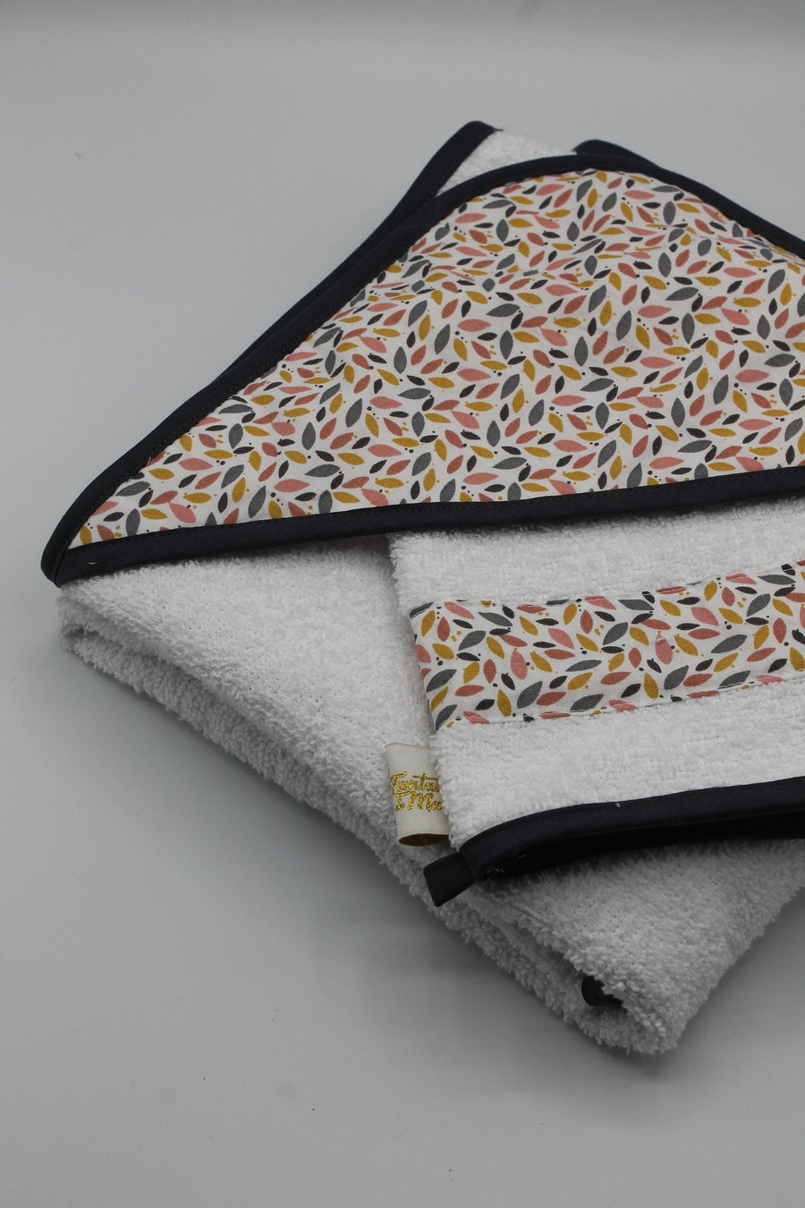 Sortie de bain bébé + gant de toilette Mille Feuille Les Fantaisies de Malou