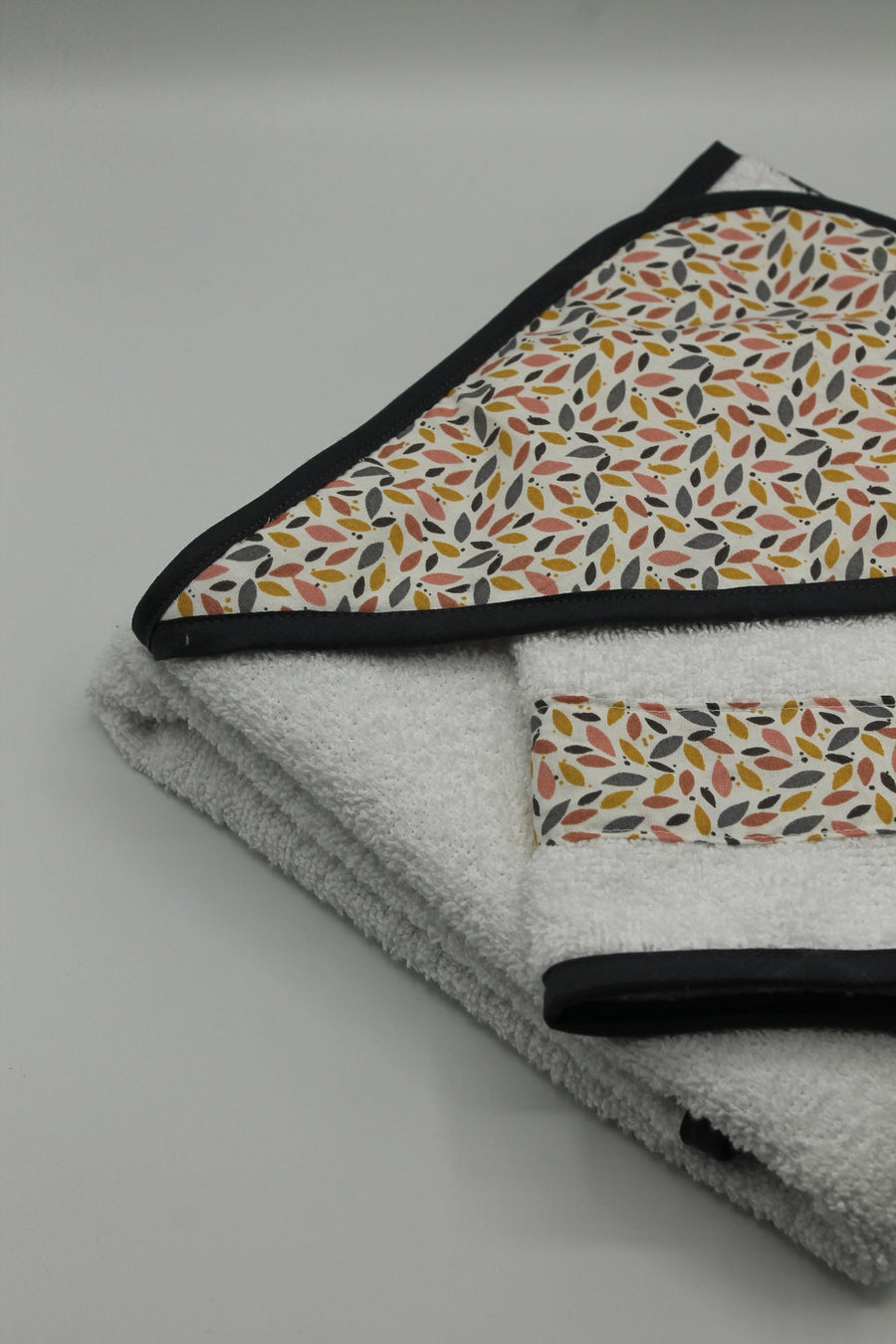 Sortie de bain bébé + gant de toilette Mille Feuille Les Fantaisies de Malou
