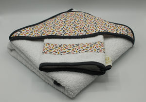 Sortie de bain bébé + gant de toilette Mille Feuille Les Fantaisies de Malou