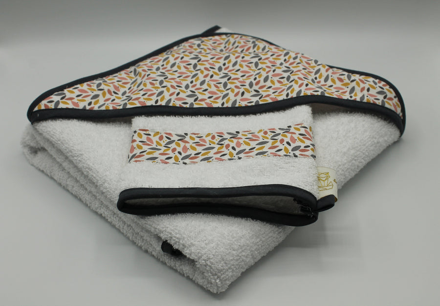 Sortie de bain bébé + gant de toilette Mille Feuille Les Fantaisies de Malou