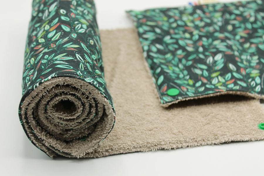 Essuie-tout lavable Feuilles vertes 6 feuilles Les Fantaisies de Malou