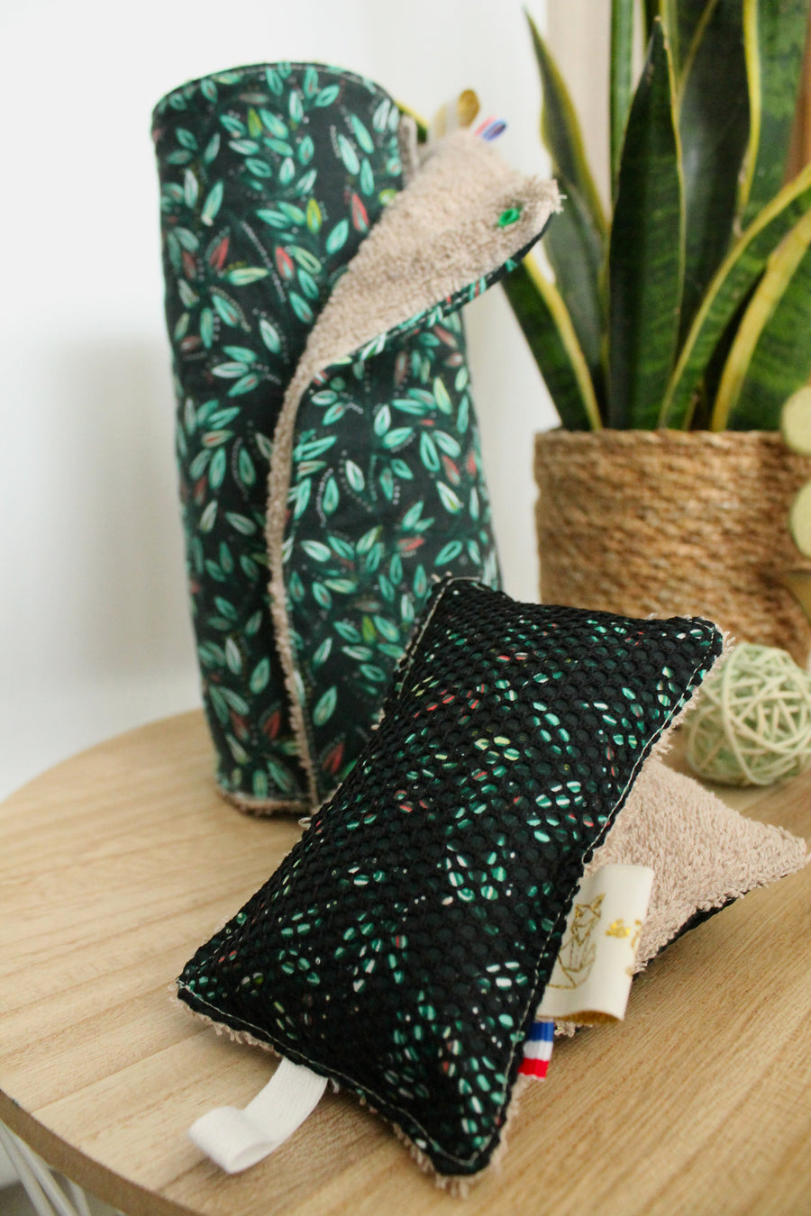 Essuie-tout lavable Feuilles vertes 6 feuilles Les Fantaisies de Malou