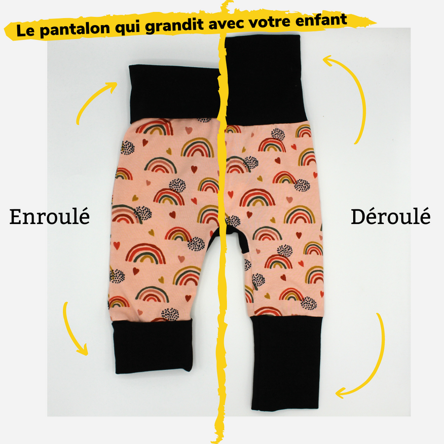 Pantalon évolutif  bébé et enfants Arc-en-ciel Les Fantaisies de Malou