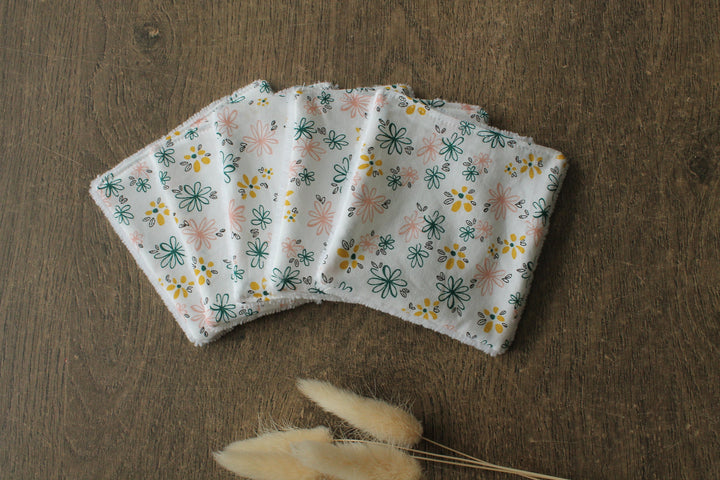 Lot de 5 lingettes lavables Oeko-tex Douces Fleurs Les Fantaisies de Malou