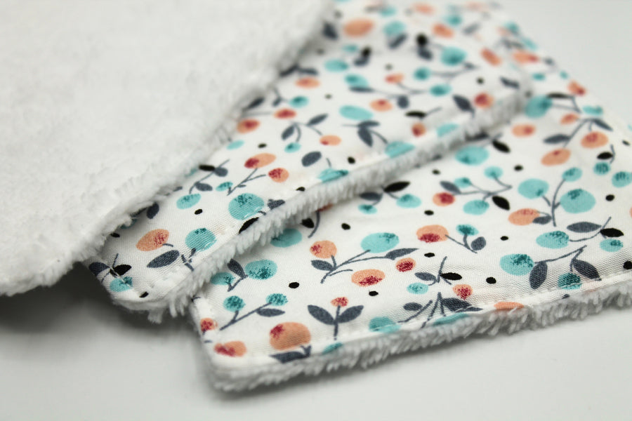 Lingettes lavables coton Bio Fleuris, panier réversible Les Fantaisies de Malou