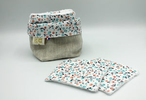 Lingettes lavables coton Bio Fleuris, panier réversible Les Fantaisies de Malou
